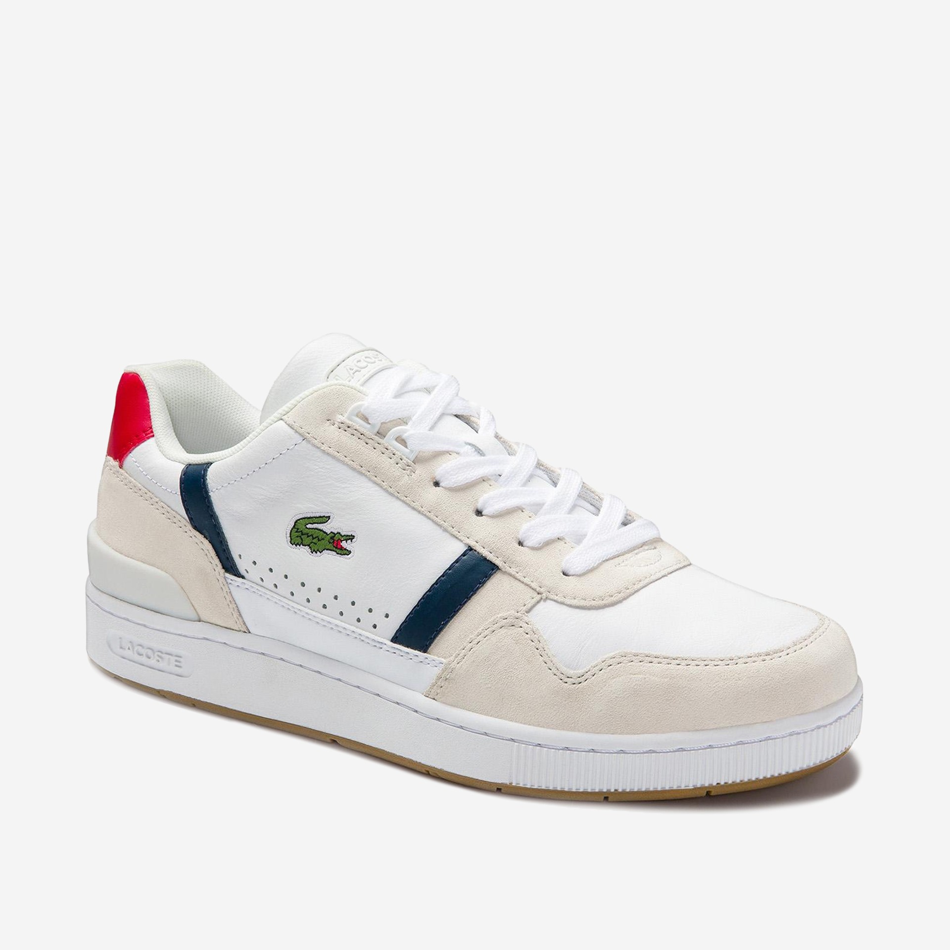 LACOSTE T-CLIP SNEAKERS WHITE/NAVY/RED